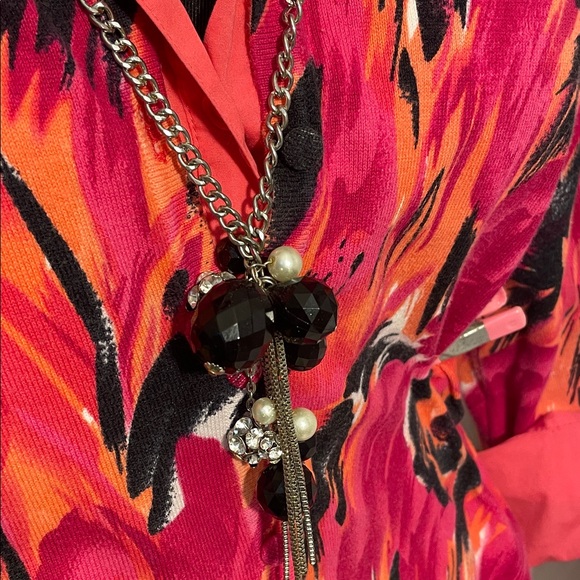 Vibrant Pink and Orange Women's Top and sweater size L includes jewelry - Picture 8 of 12